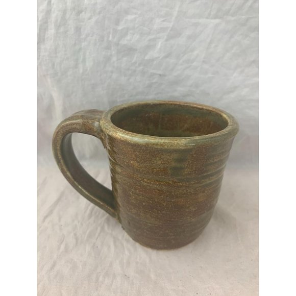 Brown / Green Stoneware Coffee Mug - 3.5" Tall - Picture 4 of 7